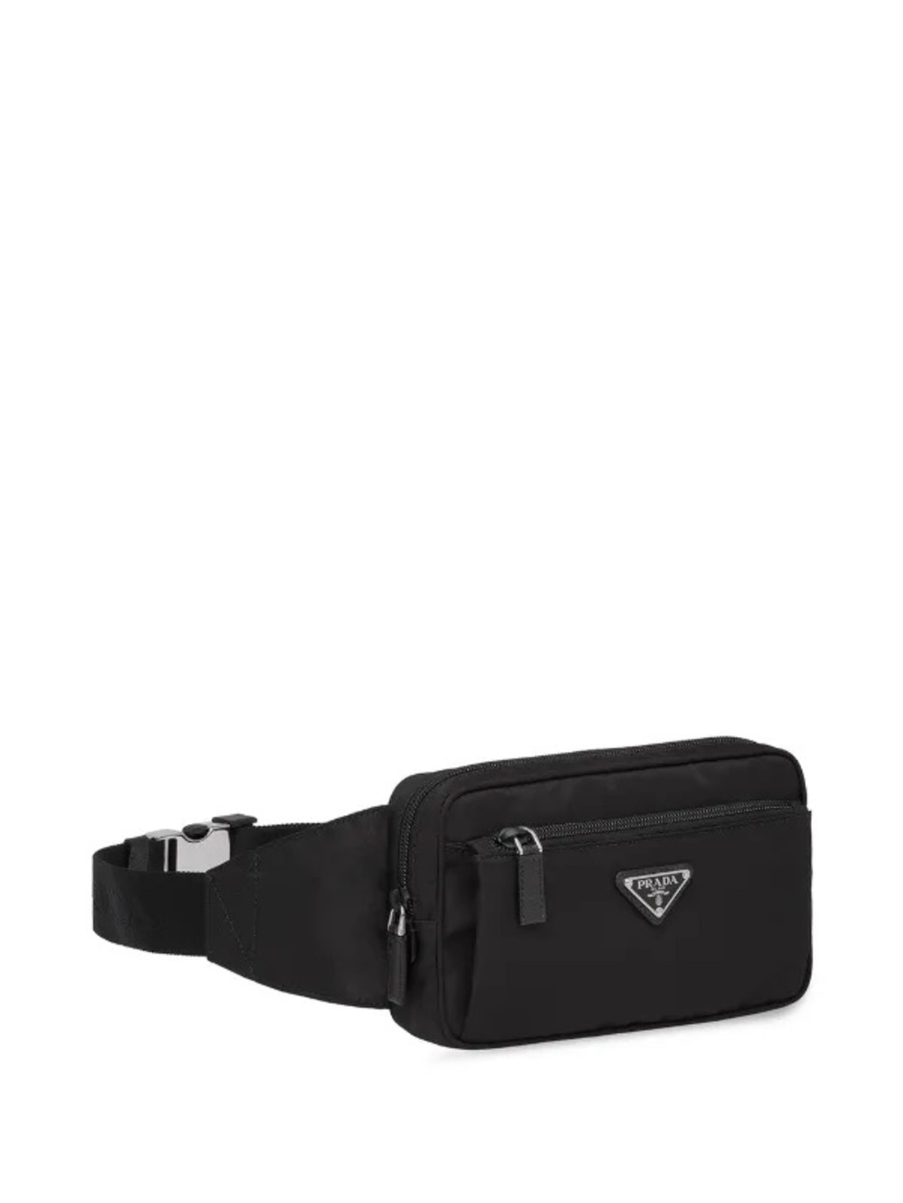 Prada Black Nylon Belt Bag with Triangular Logo